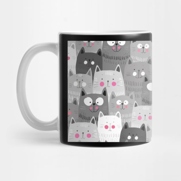 Pattern gray cute cats by Flipodesigner